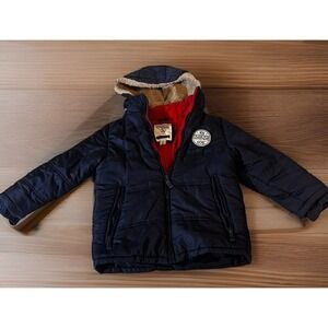 OshKosh Bgosh Red White & Blue Sherpa Kids Coat With Lined Hood Size L/7‎